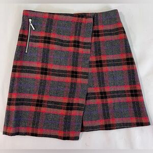 Carolina Belle Plaid Wool Blend Skirt Gray Red Size‎ 2